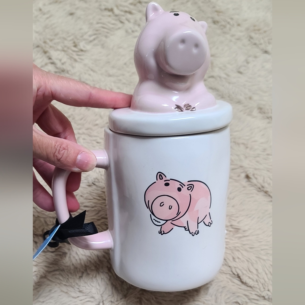 Vintage Rae Dunn Cute Pink Pig Mug with Lid, Pixar Colab Hamm With Tags - Picture 14 of 14